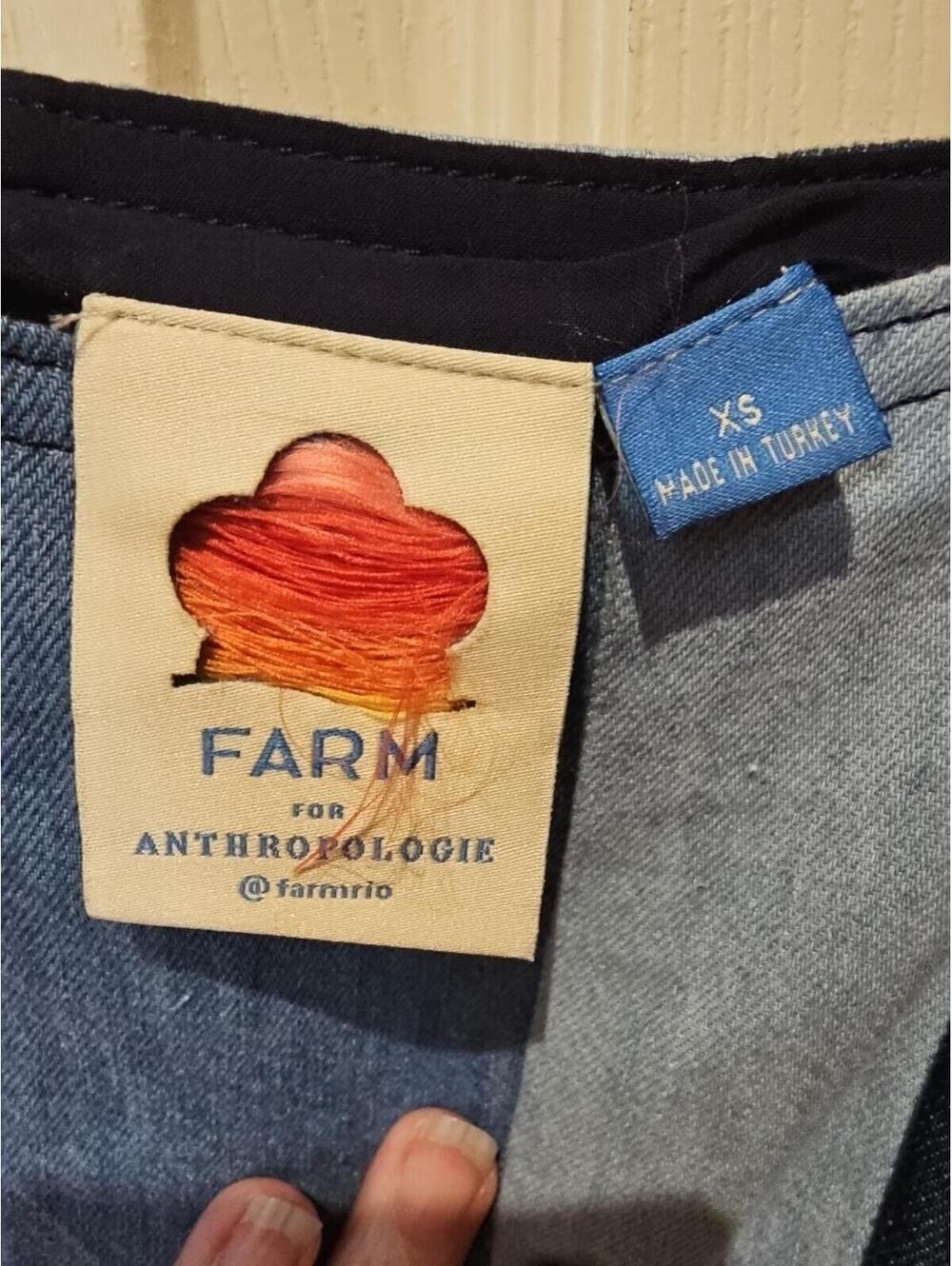 New Anthropologie x Farm Rio Colorblocked Denim Midi Dress sz XS $248 - Picture 6 of 8